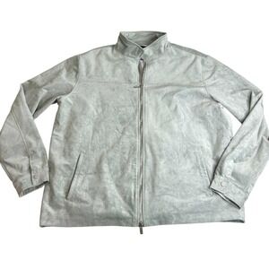 BoohooMAN Mens 3XL Light Grey Faux Suede Full Zip Harrington Jacket